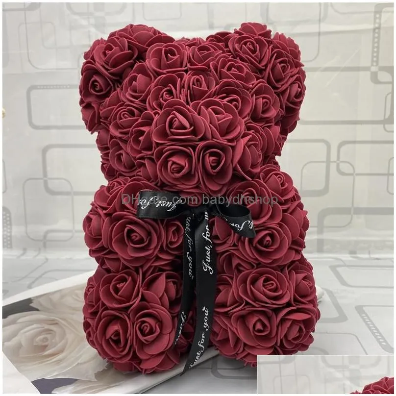 dolls 25cm romantic chinese valentines day gifts rose flower bears creative big hug bear christmas gift