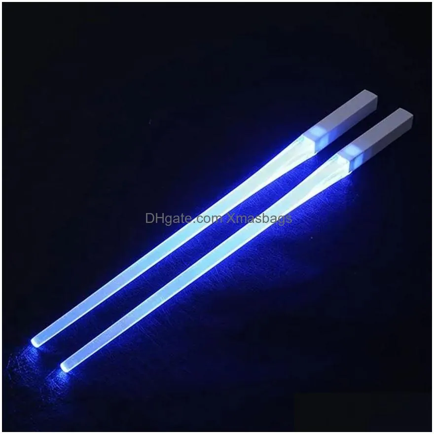 creative 2pcs/pal led chopsticks light up durable lightweight kitchen dinning room party portable food safe tableware