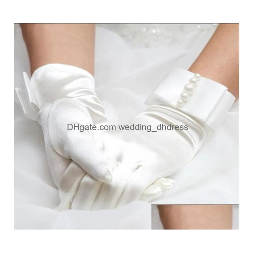 iovry satin pearl waist length bridal gloves full finger wedding gloves bridal gloves rhinestone wedding glove6250049