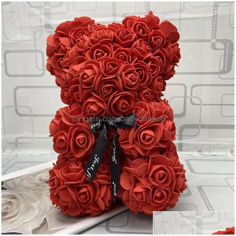 dolls 25cm romantic chinese valentines day gifts rose flower bears creative big hug bear christmas gift