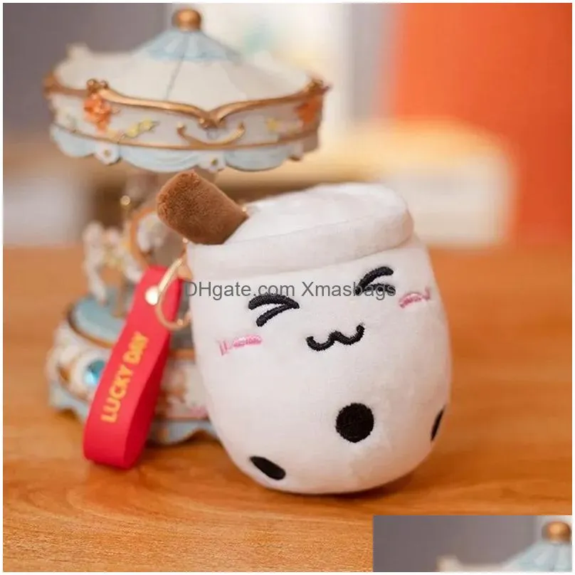 cute bubble tea keychain soft plush toy pendant stuffed boba doll kawaii backpack bag decor birthday gifts for girls kids 26