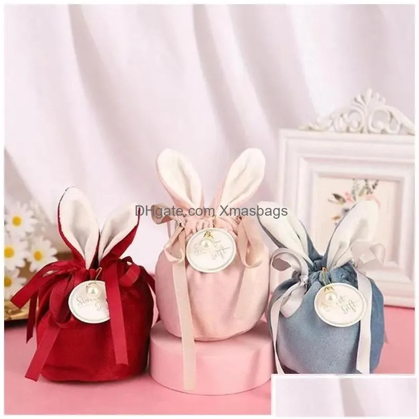 party favor easter cute bunny gift packing bags veet valentines day rabbit chocolate candy wedding birthday jewelry organizer drop d