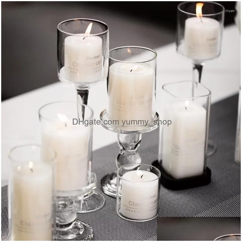 candle holders 3pcs set for wedding decoration glass table centerpieces stick holder candlestick