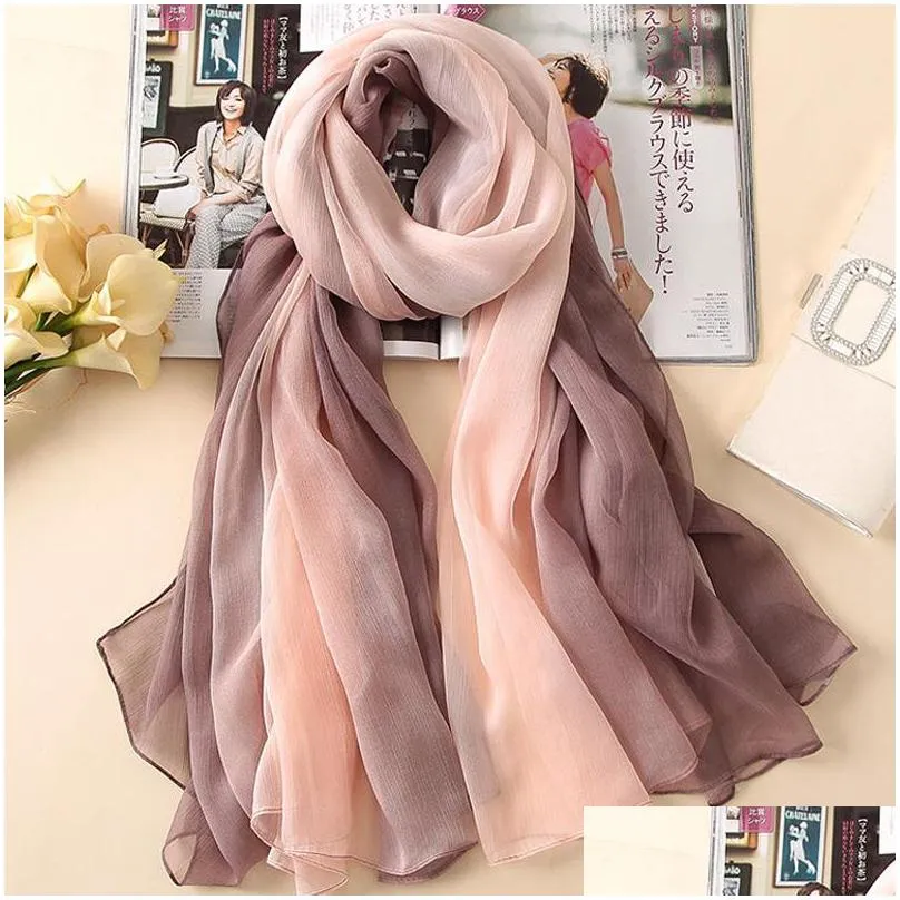 Sarongs Silk Versatile Long Beach Scarf Seaside Sunsn Super Large Shawl Womens Spring And Autumn Mti-Function Summer Thin 2232 Q2 Drop Dhdtx