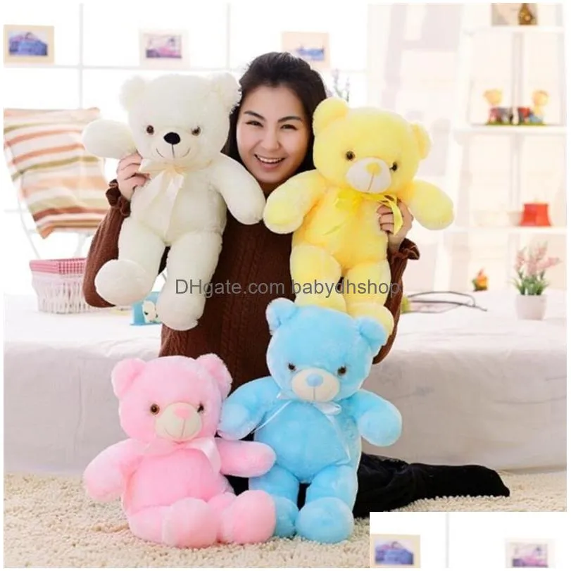 factory outlet color glowing teddy bear plush doll toy kawaii glowingplush toy kids christmas gift ups