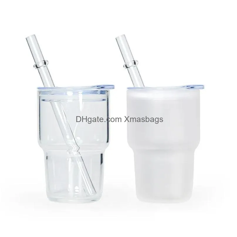 3oz sublimation frosted clear s glass wine tumblers water bottle with lid and straw drinking glasses