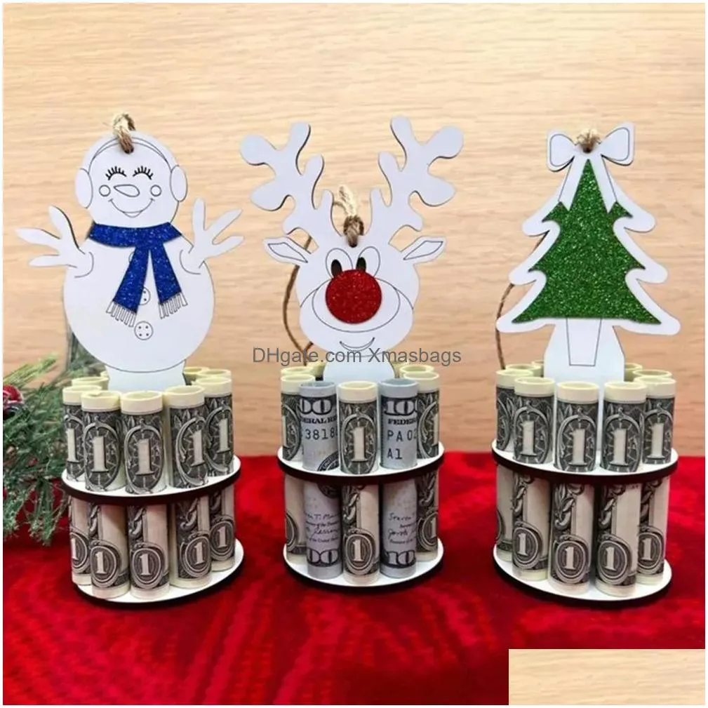 dhs christmas ornament with 10 holes cartoon unique money holder decoration festival party supplies wallet cake rack diy money stand