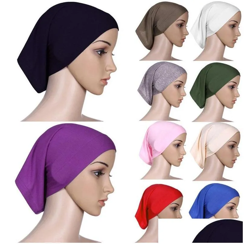 Scarves Women Modal Cap Pure Color Lady Fashion Elasticity Mercerization Base Caps Muslim Short Hijab 2 82Kc J2 Drop Delivery Dhlr1