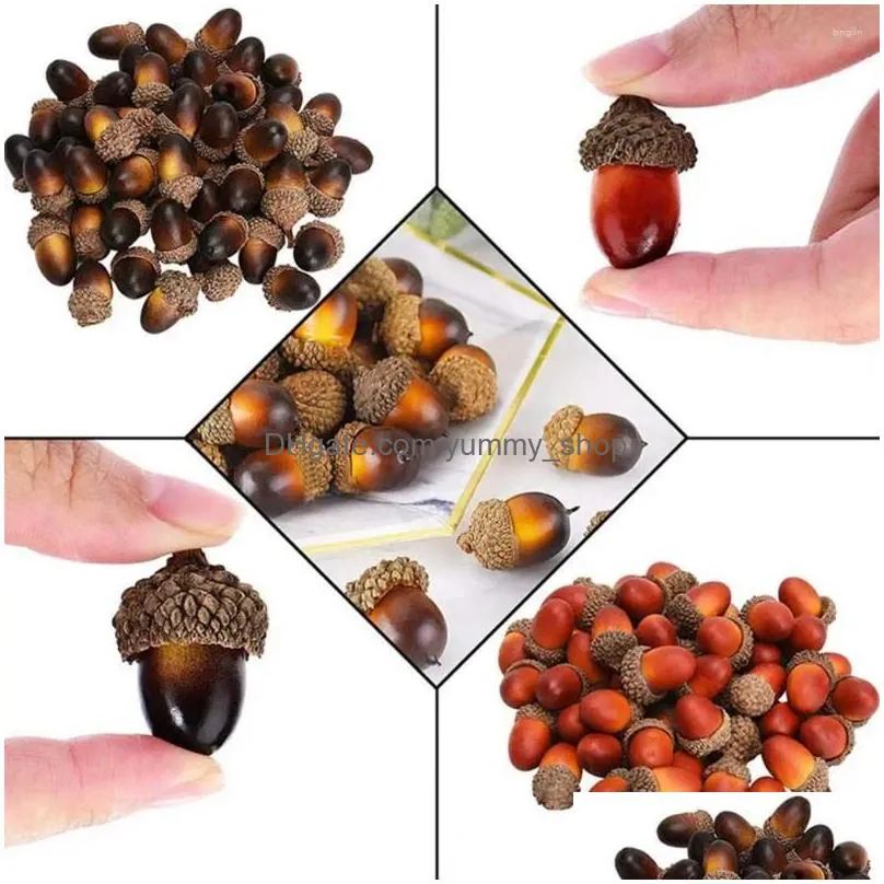 decorative flowers 50pcs/set 3cm artificial acorns realistic mini anti-fade diy foam halloween christmas table decor fake nuts models