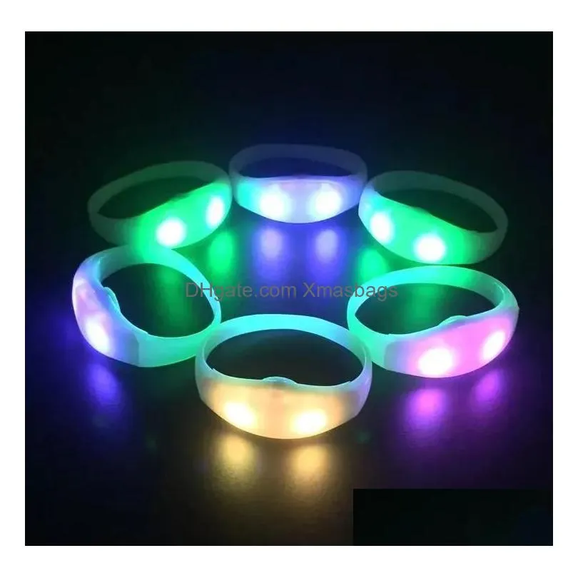 party gift led color changing silicone bracelets wristband with 12 keys 200 meter remote control flashing light glowing wristbands for party clubs