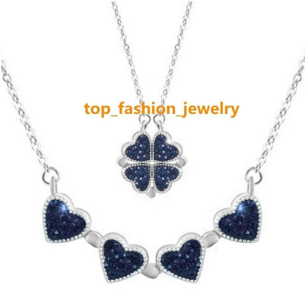  design four leaf clover 4-in-1 wearing double-sided heart shaped jewelry clavicle chain necklace