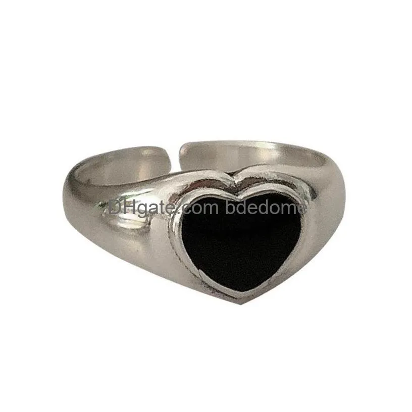 Band Rings Sterling Sier Korea Heart-Shaped Love Peach Dollar Ring Female Index Finger Tail Fashion Trend 712 Z2 Drop Delivery Jewelr Dh9Ea