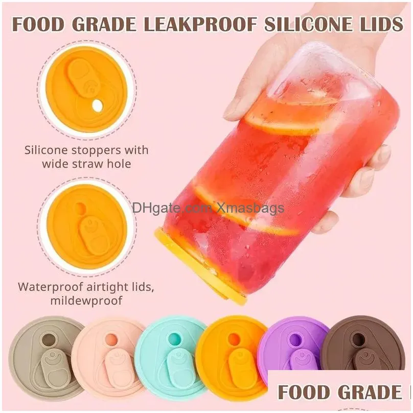 16oz glass cups replacement silicone lids splash resistant leakproof lids covers spill proof lid for 60mm wide mouth mugs 