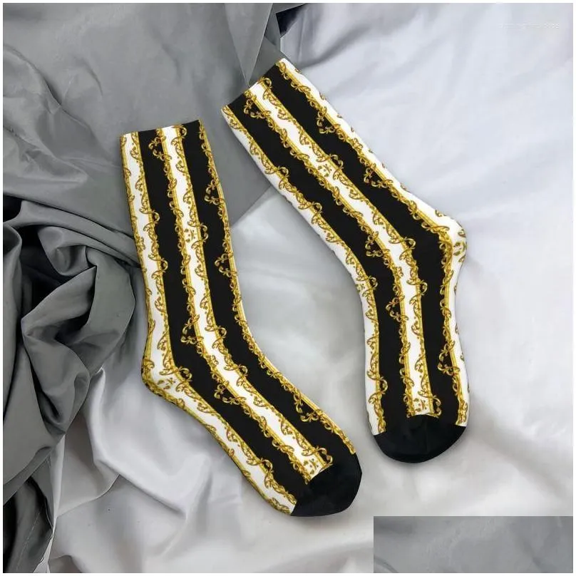 Men`S Socks Mens Socks Greek Golden Meander Meandros Men Women Crew Uni Cool 3D Printed Baroque Floral Drop Delivery Apparel Underwea Dh8Fg