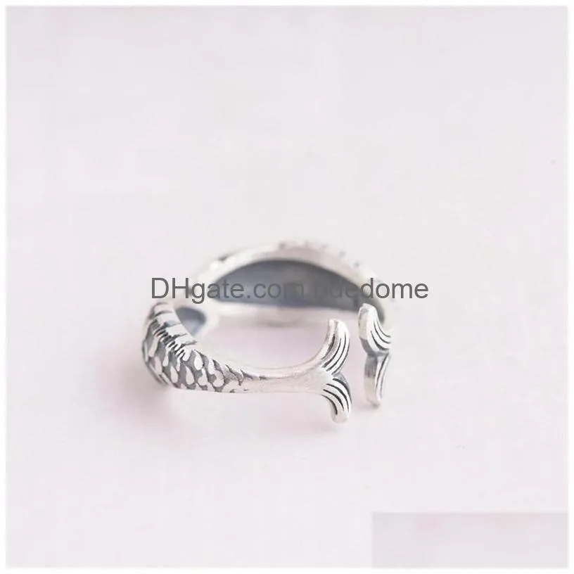 Band Rings New Retro 925 Sterling Sier Jewelry Thai Fashion Small Goldfish Pisces Fish Kiss Animal Elegant Opening Sr273 469 Drop Del Dhbuq