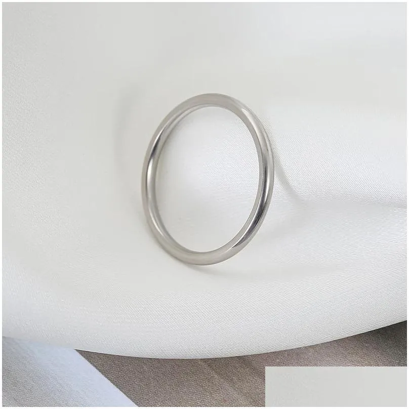 Band Rings 2 Mm Wide Simple Stainless Steel Couple Engagement Ring Band Thin Fashion Mens Jewelry Rings Will And Sandy Drop Ship 517 Dhn7B