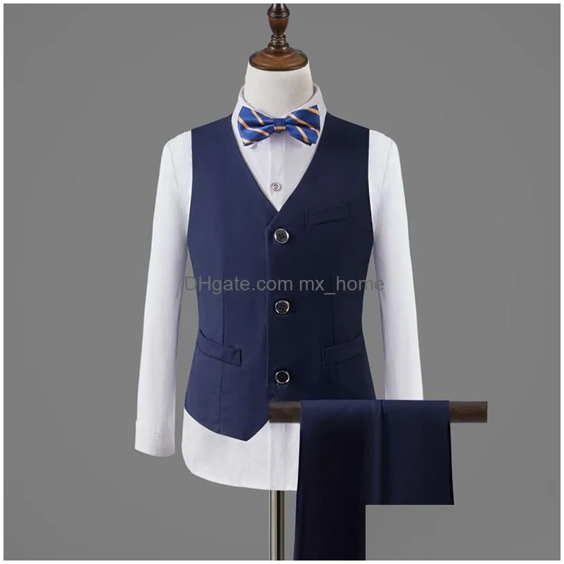 clothing sets children formal jacket vest pants bowtie 4pcs performance p ograph suit boys wedding dress gentleman kids ceremony costume