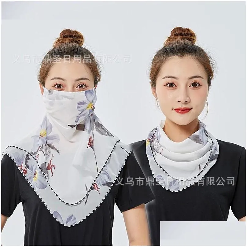 Scarves Traviolet Proof Chiffon Face Mask Spring Summer Women Sunsn Anti Sunburn Thin Veil Outdoors Cycling 2 5Ds M2 Drop Delivery Dhwyp