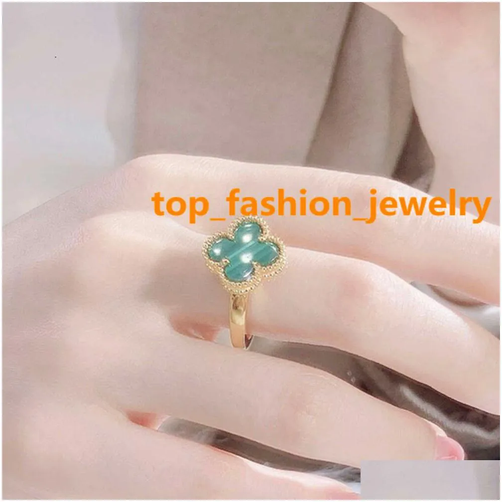 four leaf clover ring natural shell gemstone gold plated 18k for woman designer t0p highest counter advanced materials european size anniversary gift