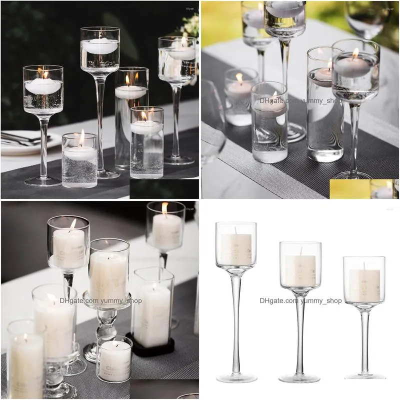 candle holders 3pcs set for wedding decoration glass table centerpieces stick holder candlestick