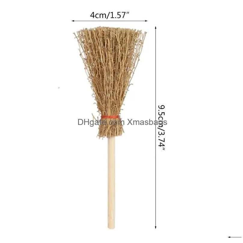 other event party supplies 1051pcs mini broom red rope straw brooms hanging decorations for halloween party costume witch broom dollhouse accessories
