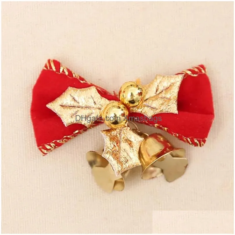christmas bow with bells xmas tree hanging mini bowknot ornament year party home decoration 10