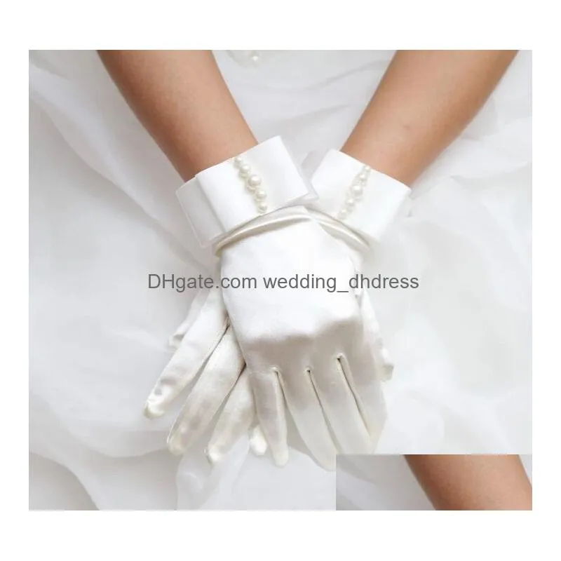 iovry satin pearl waist length bridal gloves full finger wedding gloves bridal gloves rhinestone wedding glove6250049