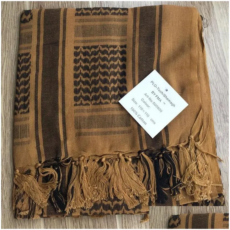 Scarves 110X110Cm Arafat Arab Scarf Shawl Keffiyeh Kafiya Lightweight Military Shemagh Palestine Man Stripe With Tassels Soft Warm 182 Dhjxs