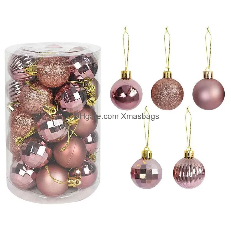 christmas decorations 36pcs rose gold plastic balls ornament 4cm hang pendant ball indoor year xmas tree decor home decoration