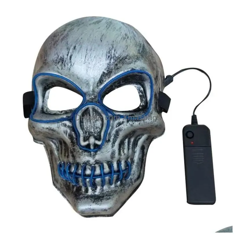 skull glowing mask costume led party mask for horror theme cosplay el wire halloween masks halloween party supplies 0825