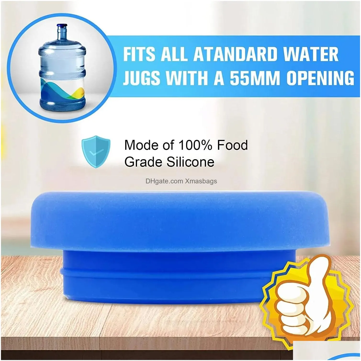 5 gallon water jug drinkware lid cap silicone spill resistant reusable replacement cap fits 55mm bottles 0419