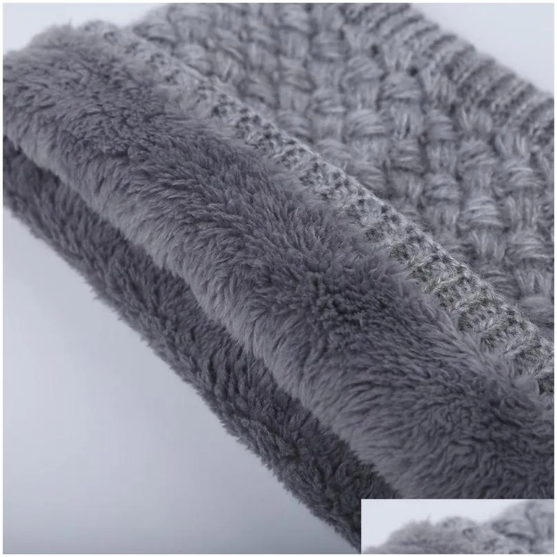 Scarves Knitting Fleece Scarf Thickening P Women Men Muffler Ski Outdoor Winter Necks Warm Ring Scarves Fashion 7 3Xh G2 Drop Delivery Dhgjp