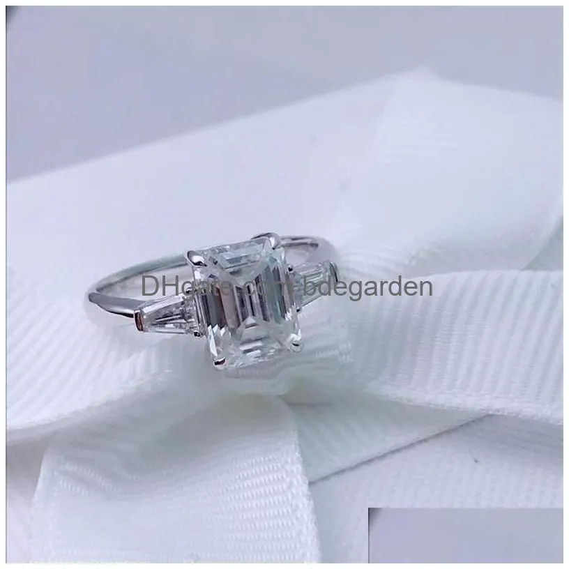 Wedding Rings Vecalon Princess Promise Ring Real Soild 925 Sterling Sier Diamond Cz Engagement Wedding Band Rings For Women Bridal Fi Dhyxb