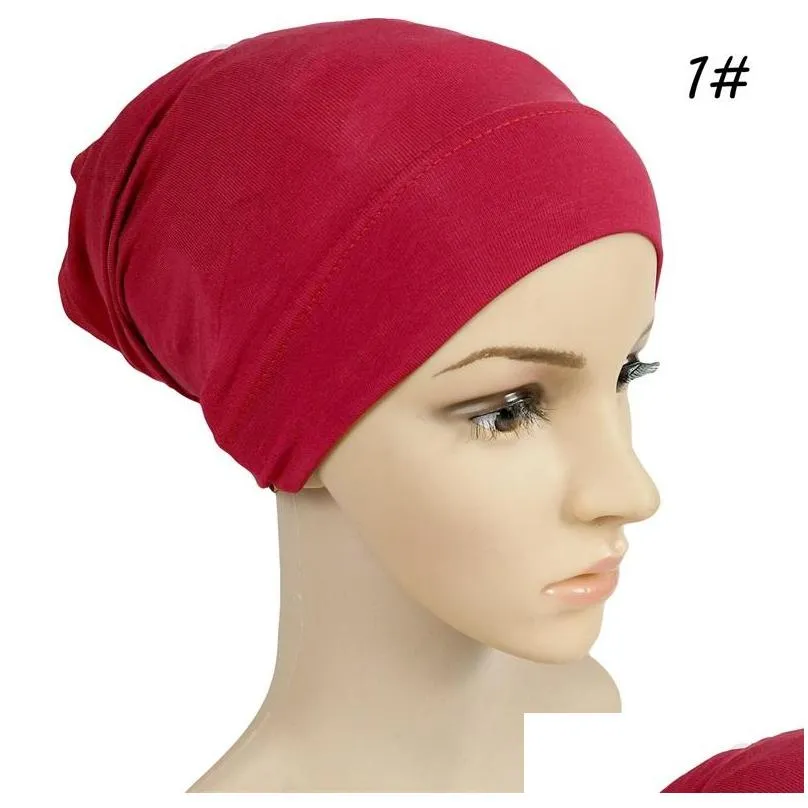 Scarves Women Modal Cap Pure Color Lady Fashion Elasticity Mercerization Base Caps Muslim Short Hijab 2 82Kc J2 Drop Delivery Dhlr1