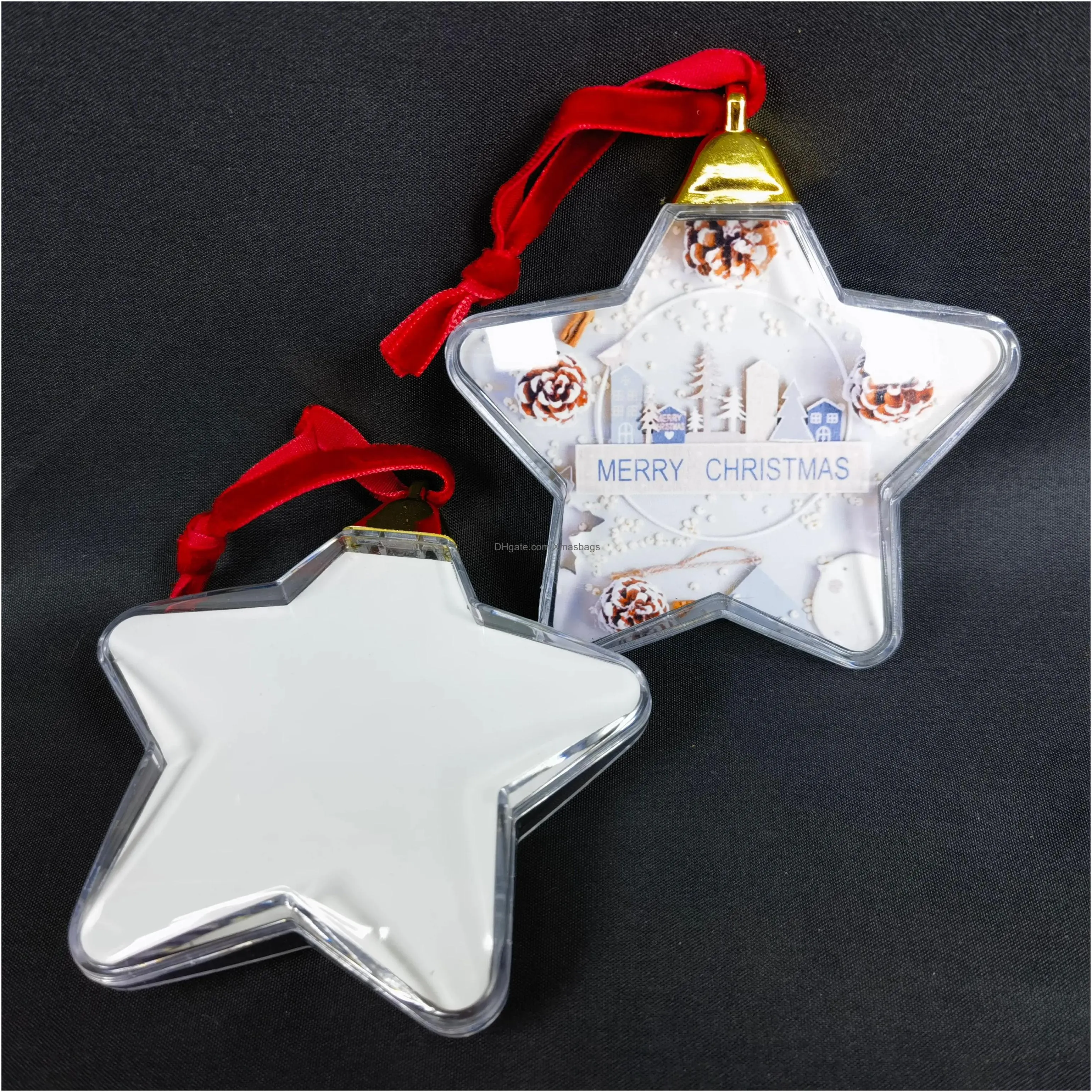sublimation transparent christmas ball ornament double-side printed sublimation pendant diy christmas tree decorations dhs 11.8