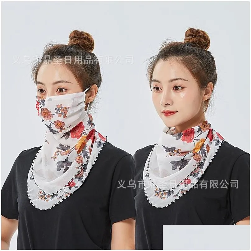 Scarves Traviolet Proof Chiffon Face Mask Spring Summer Women Sunsn Anti Sunburn Thin Veil Outdoors Cycling 2 5Ds M2 Drop Delivery Dhwyp