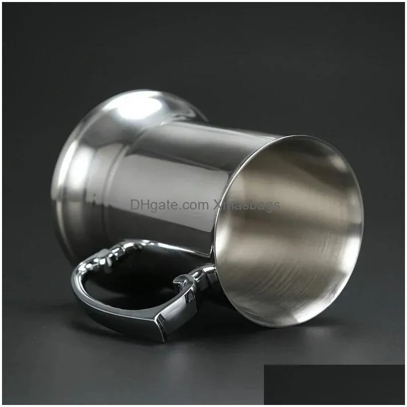 16oz ounce double wall 18/8 stainless steel tankard beer mug high quality mirror finish fy5036