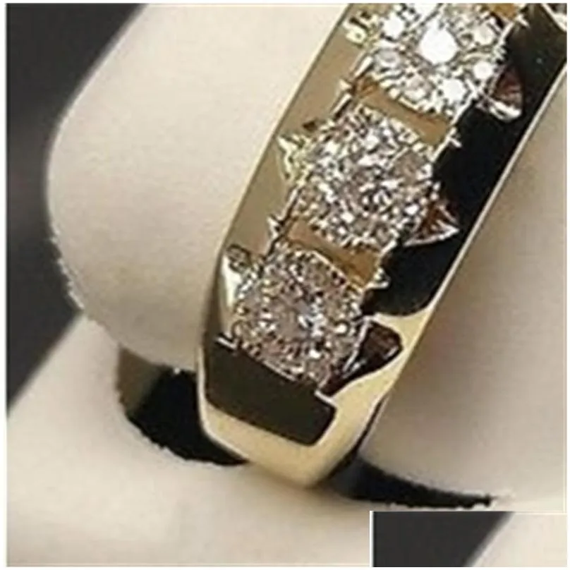 Wedding Rings 14K Gold Diamond Ring For Women To Join Party Gemstone De Wedding Diamante Engagement Jewelry Fashion 1356 Q2 Drop Deli Dhg5Z