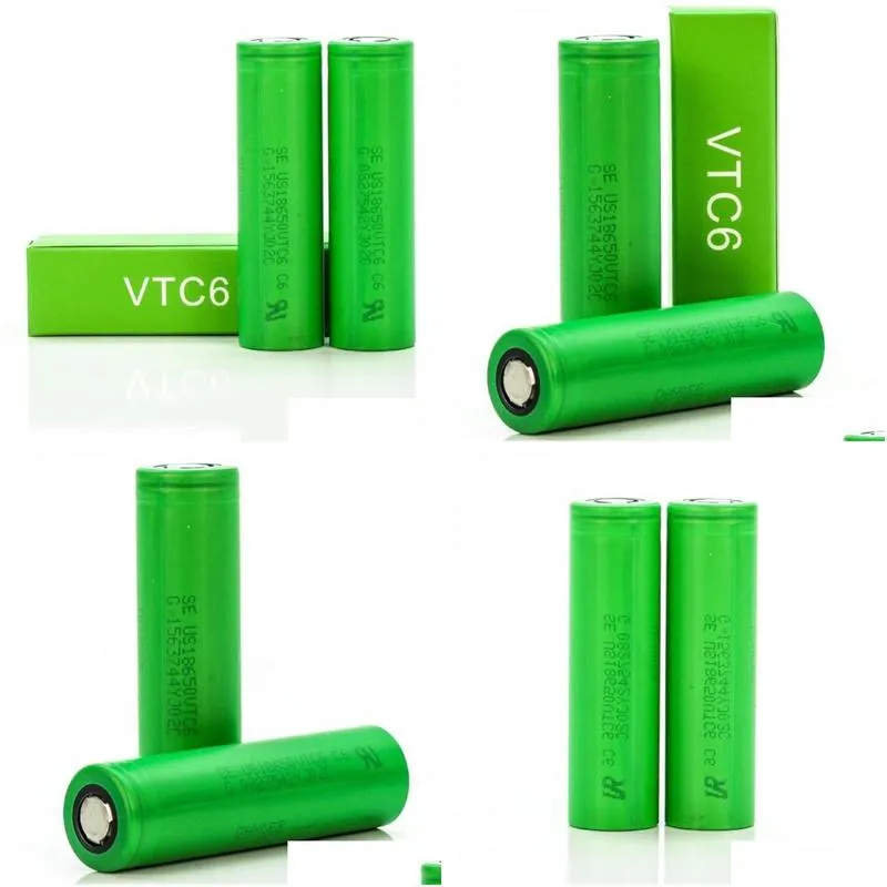 high quality vtc6 imr 18650 battery with green box 3000mah 30a 3.7v high drain lithium battery for sony in stock