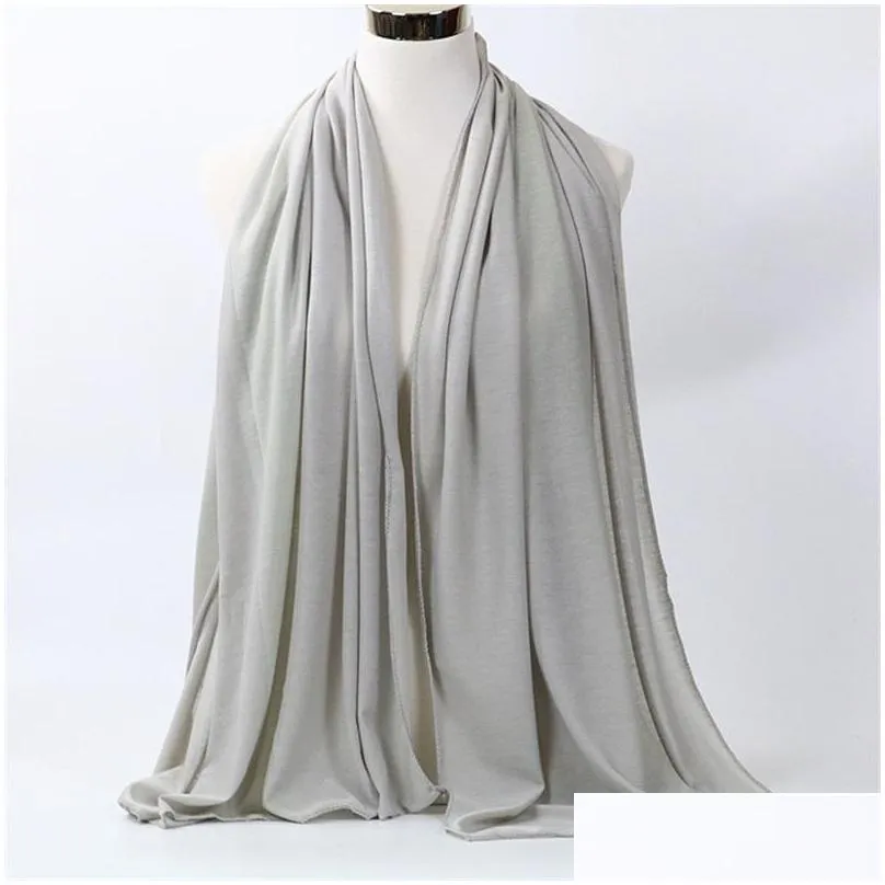 Scarves Premium Stretchy Jersey Maxi Hijab Scarf Long Shawl Muslim Head Wrap Plain Colors 80Cm X 180Cm 589 T2 Drop Delivery Fashion Ac Dhrg8