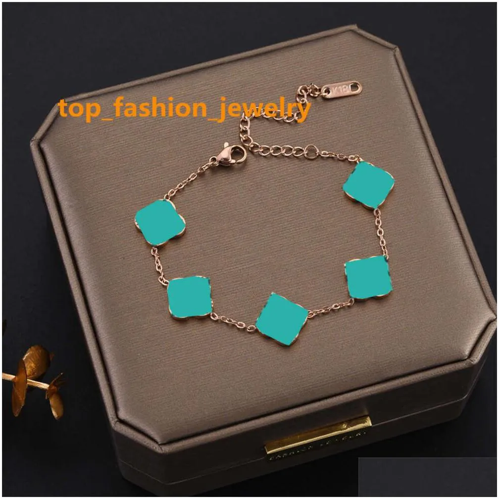 luxury designer bracelet four leaf clover charm bracelets elegant fashion 18k gold agate shell chain mother women girls couple holiday birthday party gifts