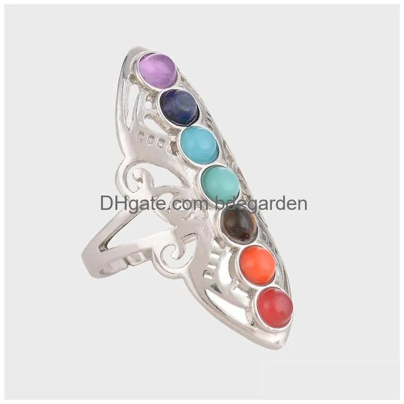 Band Rings Natural Stone Alloy Band Rings Men Women Plate With Sier Ring Colorf Energy Personality 3 65Cz J2B Drop Delivery Jewelry R Dht0D