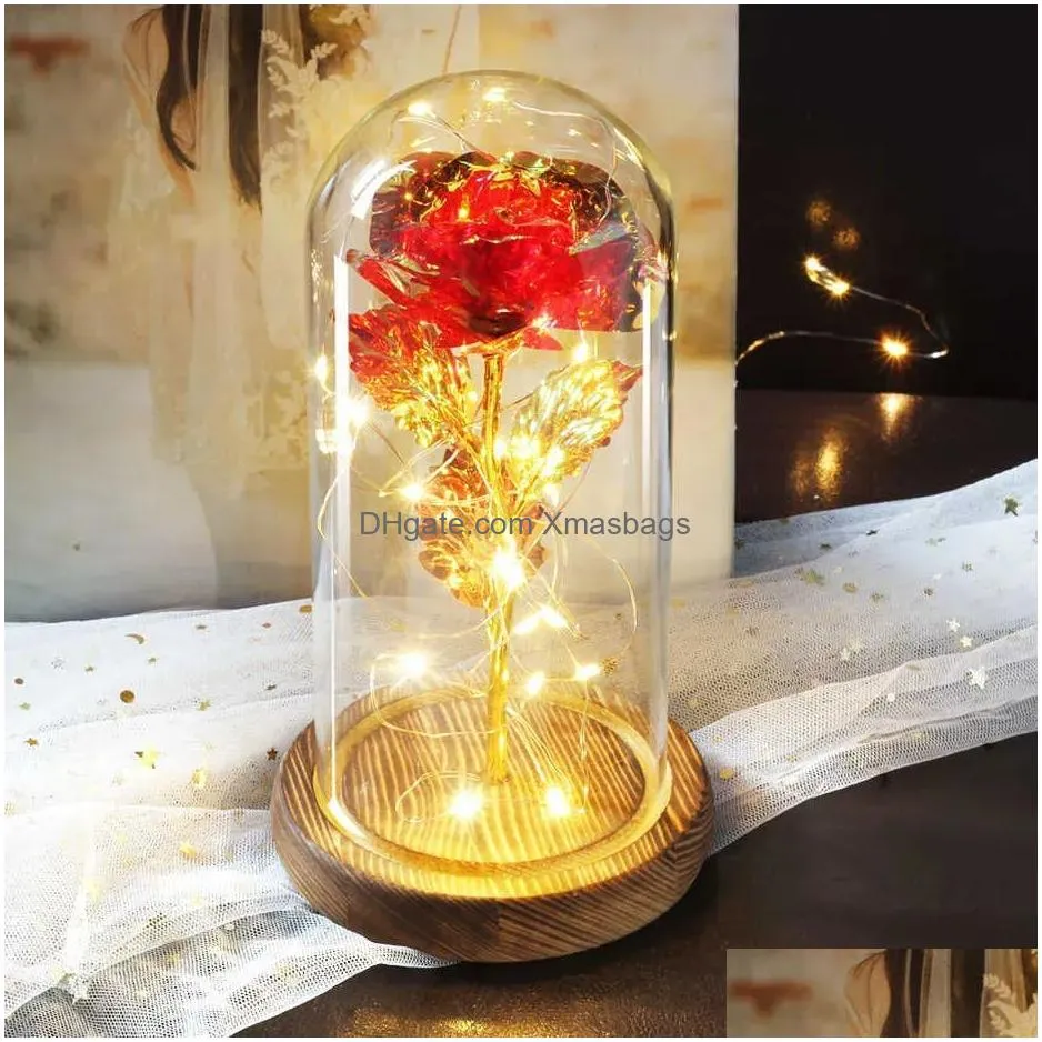 valentine gift beauty eternal rose eternal led light beauty and beast rose in glass dome birthday gift for valentines day