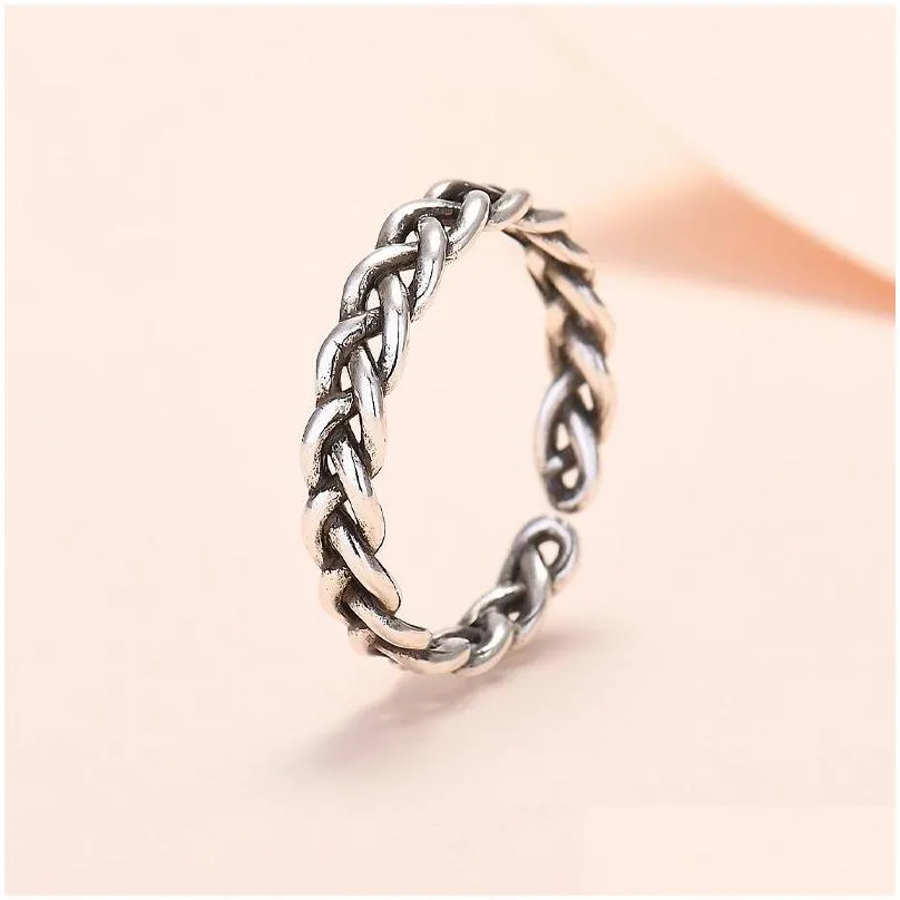 Band Rings Bamoer Real 925 Sterling Sier Pink Braided Texture Ring For Fashion Women Cute Fine Jewelry Wedding Accessories Gift Bsr16 Dhani