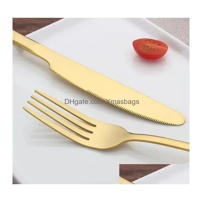 flatware sets gold silver stainless steel food grade silverware cutlery set utensils include knife fork spoon teaspoon gg0421 0427