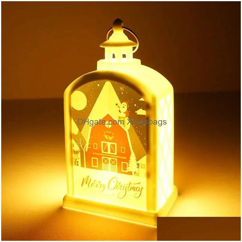 sublimation christmas led lanterns fireplace lamp handheld light double sided for home and outdoor decorations 