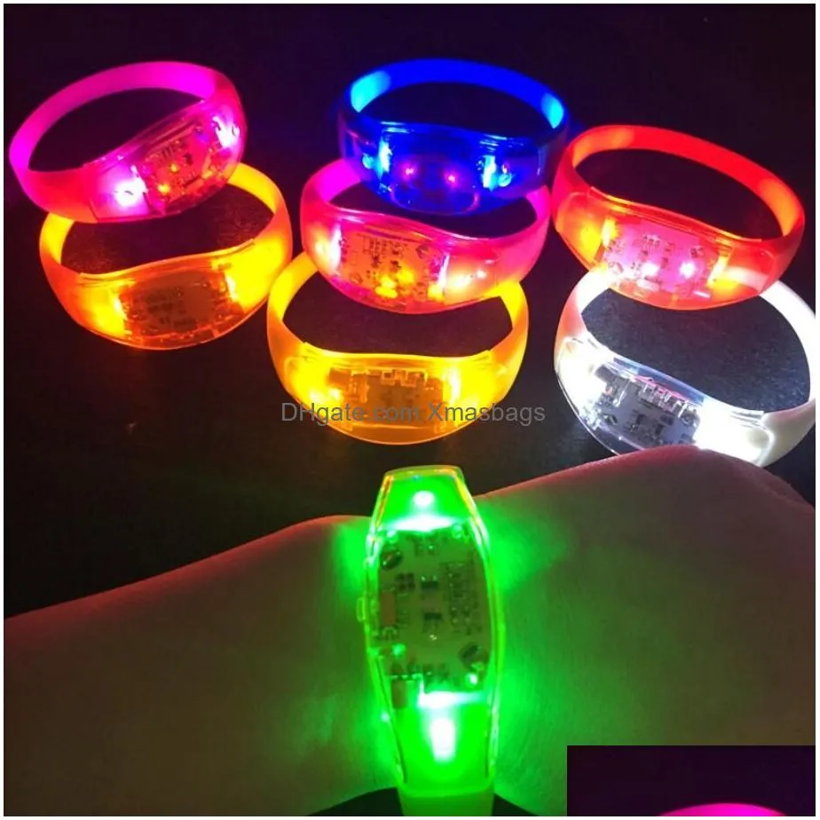 party favors silicone sound controlled led light bracelet activated glow flash bangle wristband gift wedding halloween christmas 0418