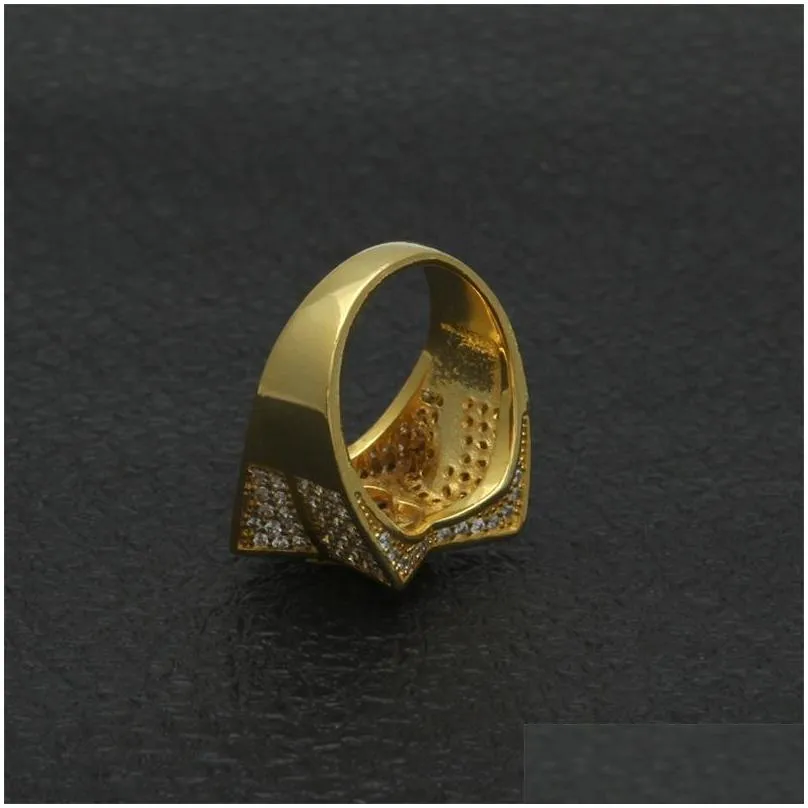 Band Rings Hip Hop Mens Gold Ring Jewelry High Quality Five-Pointed Star Cubic Zircon Sier Rings For Men 1661 T2 Drop Delivery Jewelr Dheq0