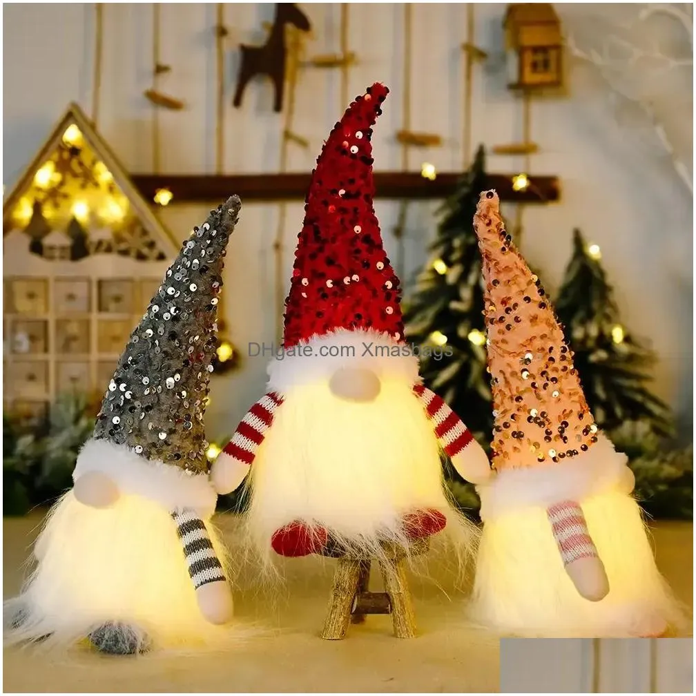 christmas gnome plush glowing toys home xmas decorations year bling toy christmas ornaments kids gifts 10