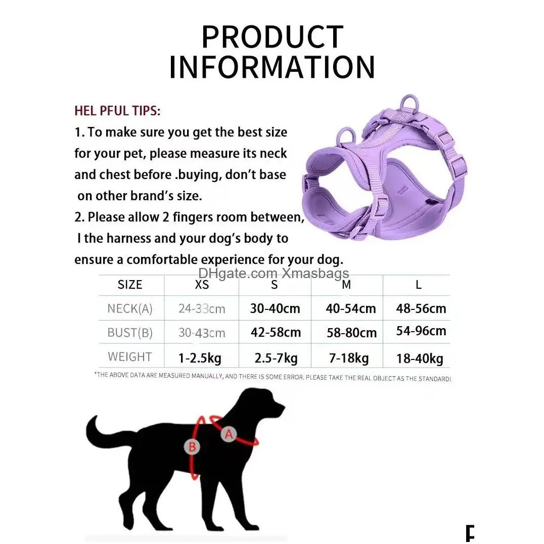 dog collars leashes breathable dog harness set lightweight adjustable dog chest strap and pvc waterproof leash collar set outdoor walk training pet